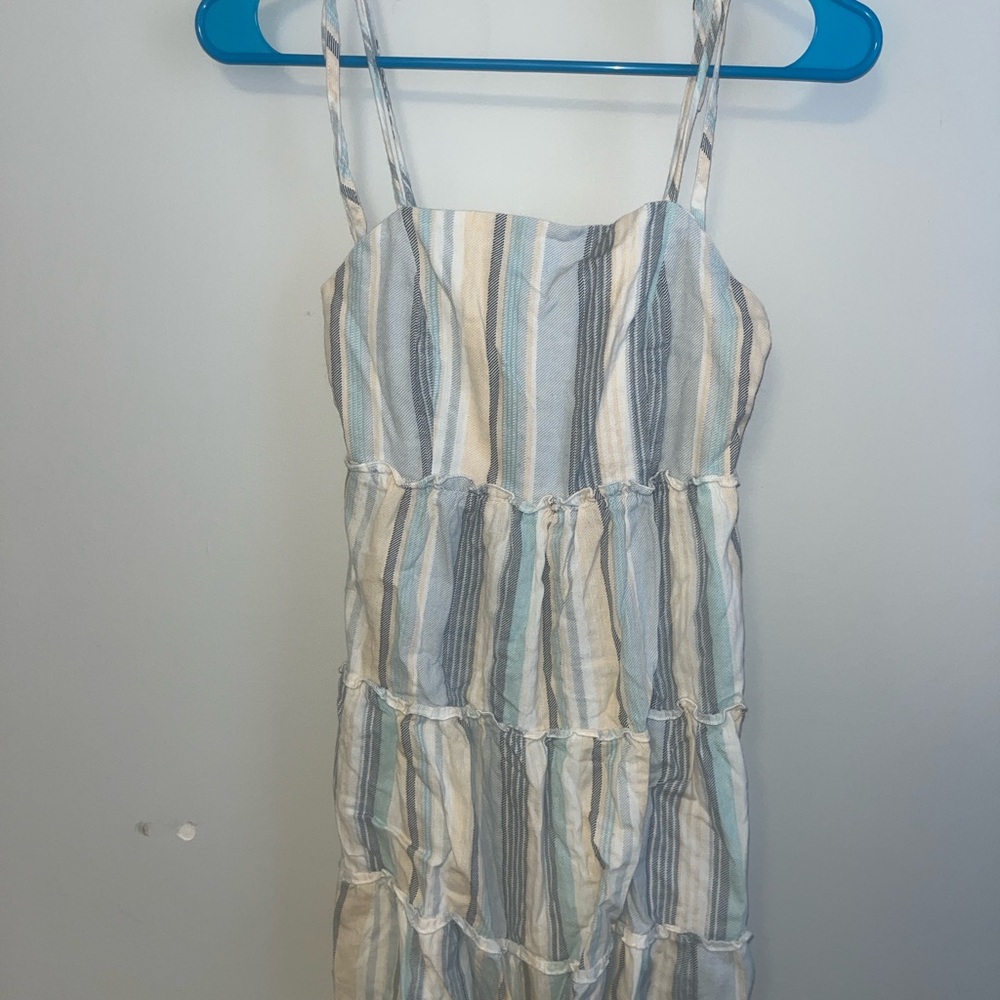 Blue and White Tiered Ruffled Sundress